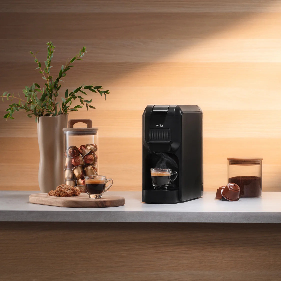 Wilfa Bundle Kaffeekapselmaschine Volo Multi Mini & Milchaufschäumer Silky